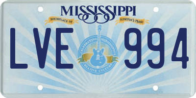 MS license plate LVE994