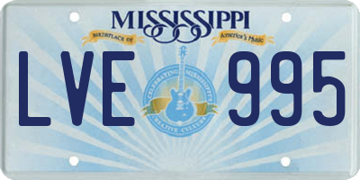 MS license plate LVE995
