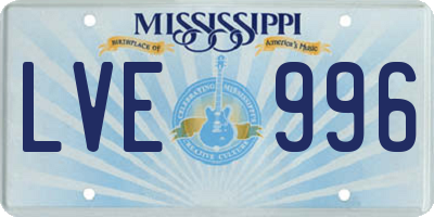 MS license plate LVE996