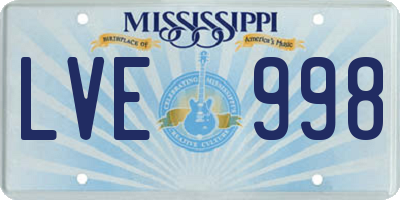 MS license plate LVE998