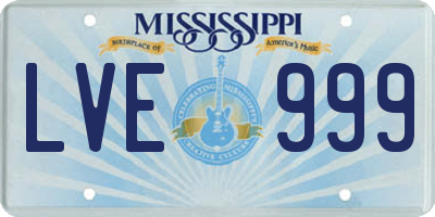 MS license plate LVE999