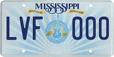 MS license plate LVF000