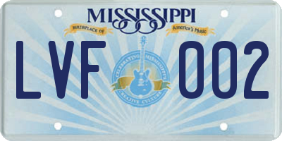 MS license plate LVF002