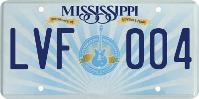 MS license plate LVF004