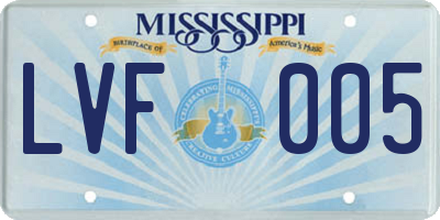MS license plate LVF005