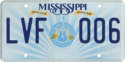 MS license plate LVF006