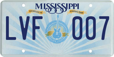 MS license plate LVF007