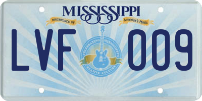 MS license plate LVF009