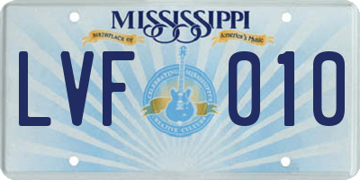 MS license plate LVF010