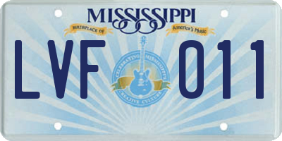 MS license plate LVF011