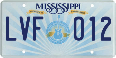 MS license plate LVF012