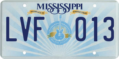 MS license plate LVF013