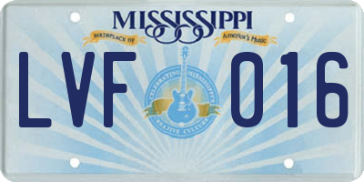 MS license plate LVF016
