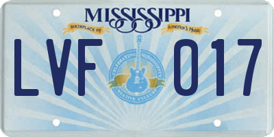 MS license plate LVF017