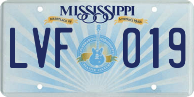 MS license plate LVF019