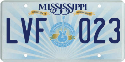 MS license plate LVF023