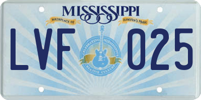 MS license plate LVF025