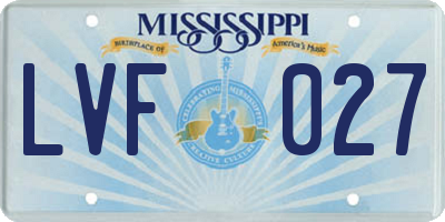 MS license plate LVF027