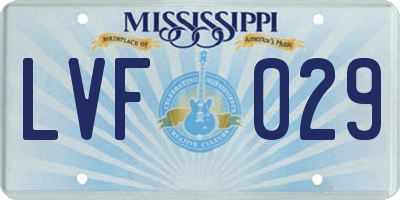 MS license plate LVF029