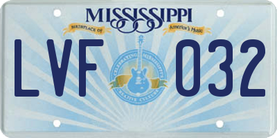 MS license plate LVF032