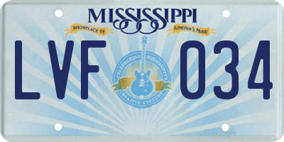 MS license plate LVF034