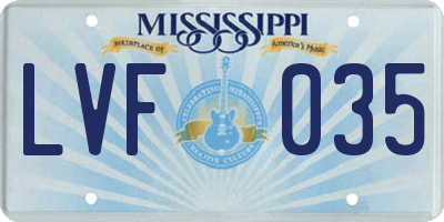 MS license plate LVF035