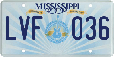 MS license plate LVF036