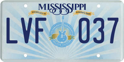 MS license plate LVF037
