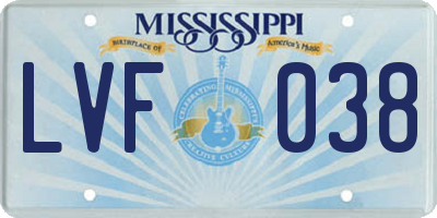 MS license plate LVF038