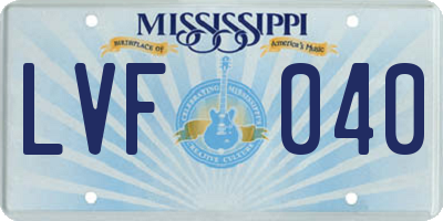 MS license plate LVF040