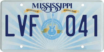 MS license plate LVF041