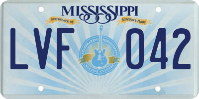 MS license plate LVF042