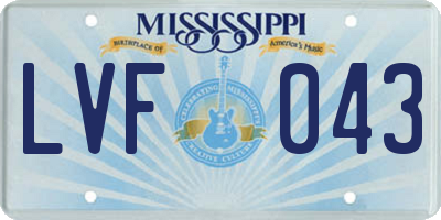 MS license plate LVF043
