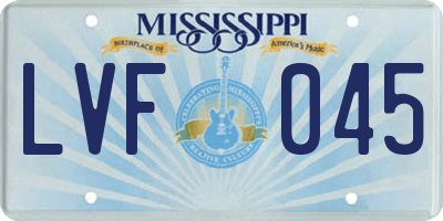 MS license plate LVF045