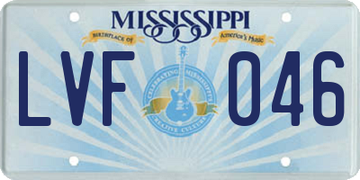 MS license plate LVF046