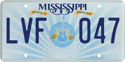 MS license plate LVF047
