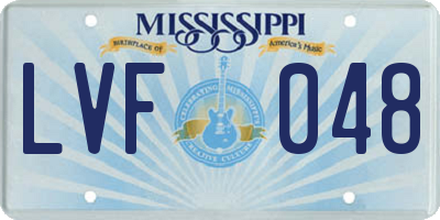 MS license plate LVF048