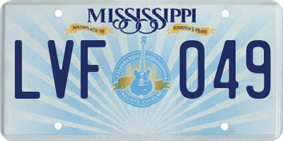 MS license plate LVF049