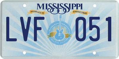 MS license plate LVF051