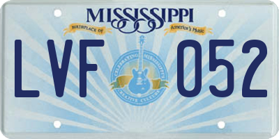MS license plate LVF052