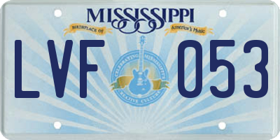 MS license plate LVF053