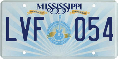MS license plate LVF054