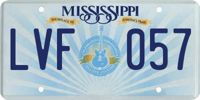 MS license plate LVF057