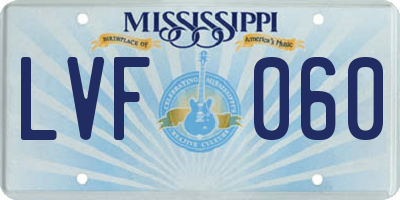 MS license plate LVF060