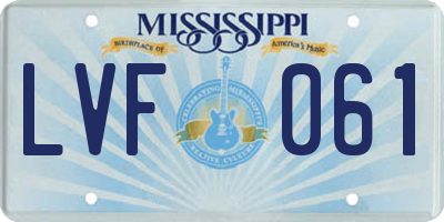 MS license plate LVF061