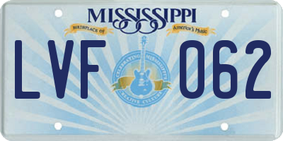 MS license plate LVF062