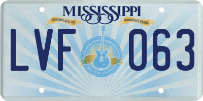 MS license plate LVF063