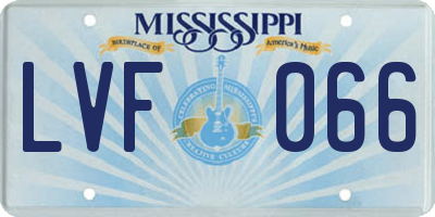MS license plate LVF066