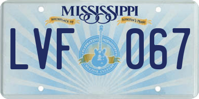MS license plate LVF067
