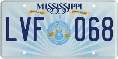MS license plate LVF068